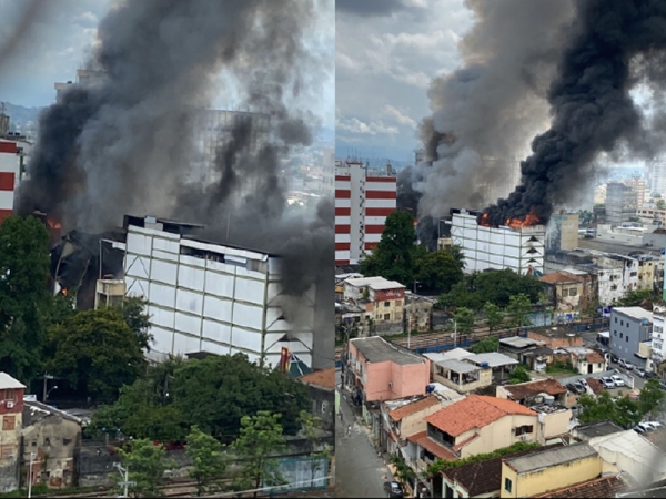 Incêndio de Grandes Proporções em Prédio Comercial de Nova Iguaçu  